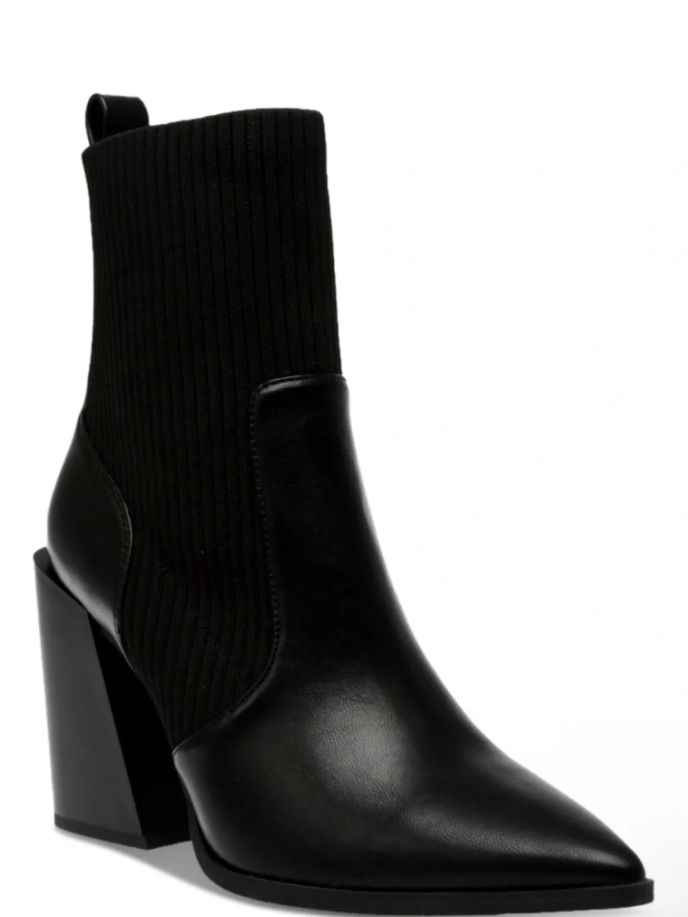Wild Pair Trinity Black Pointed Toe Ankle Boots Pull-On Knit Booties Sz 6 - NWT - Picture 1 of 12